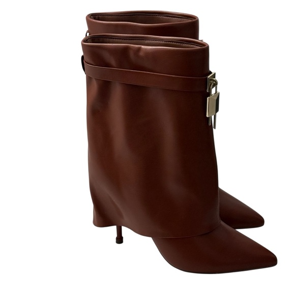 LILIANA Women's Liliana Banks - 6 Drape Over Heel Boots, Lock Detail Brown, Sz 9 - Picture 4 of 8